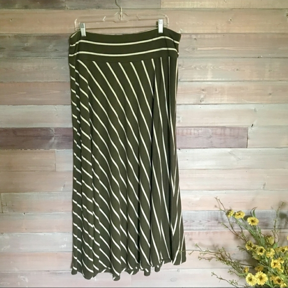 CJ Banks Dresses & Skirts - CJ Banks Green White Stripe Maxi Skirt Size 1X